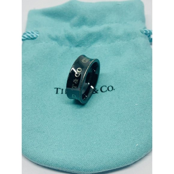 Tiffany & Co. Titanium 1837 Black Concave Ring Size 5.75 - Picture 1 of 7